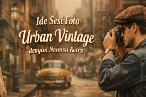 Foto vintage urban dengan konsep sesi foto retro di area perkotaan